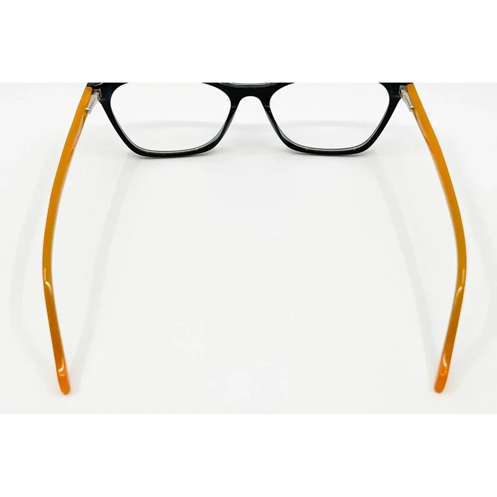 Zenni Eyeglasses Frames Womens Black Orange Floral Cat Eye 52-16-140 44680